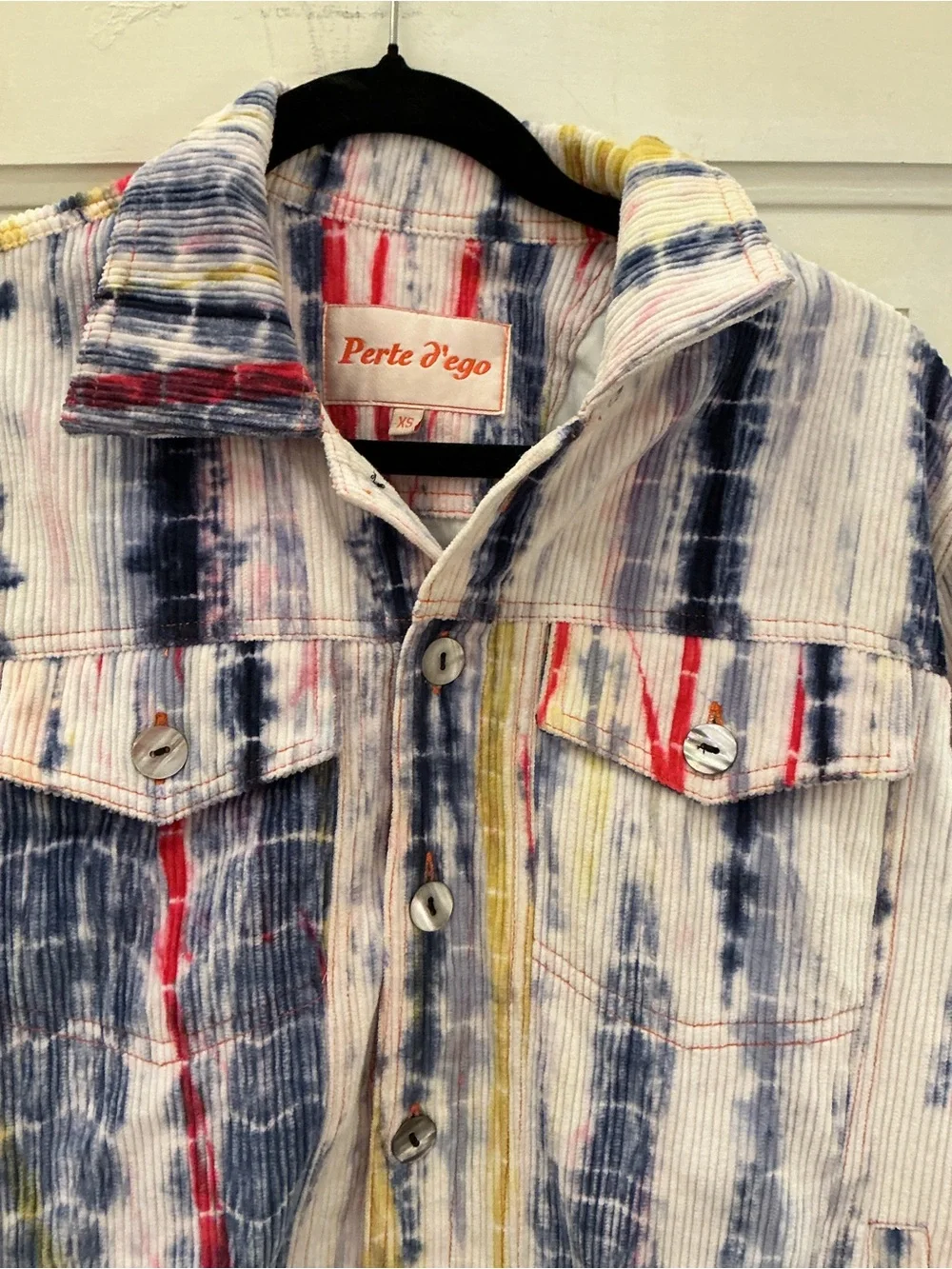 Perte D'ego Multicolor Shibori Corduroy Trucker Jacket XS